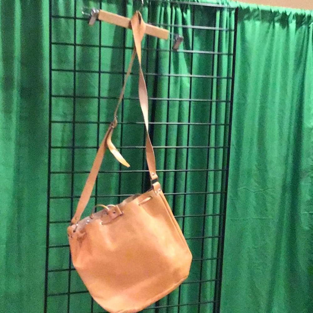 Never used Tan Leather Shoulder bucket  with Slouchy Design